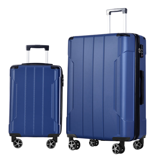 Luggage Sets 2 Piece, Hardshell ABS Lightweight and Expandable(only 28") Suitcases with Double Wheels, Carry-on Luggage, 2-Piece Set (20/28), Blue