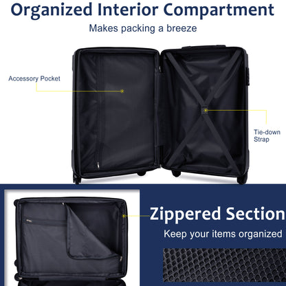 Luggage Sets 2 Piece, Hardshell ABS Lightweight and Expandable(only 28") Suitcases with Double Wheels, Carry-on Luggage, 2-Piece Set (20/28), Blue