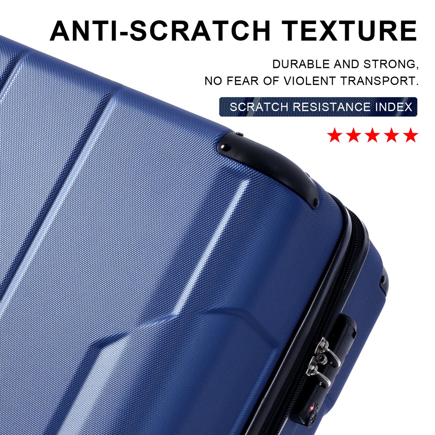 Luggage Sets 2 Piece, Hardshell ABS Lightweight and Expandable(only 28") Suitcases with Double Wheels, Carry-on Luggage, 2-Piece Set (20/28), Blue