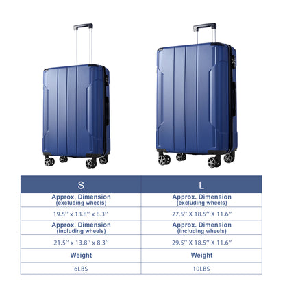 Luggage Sets 2 Piece, Hardshell ABS Lightweight and Expandable(only 28") Suitcases with Double Wheels, Carry-on Luggage, 2-Piece Set (20/28), Blue