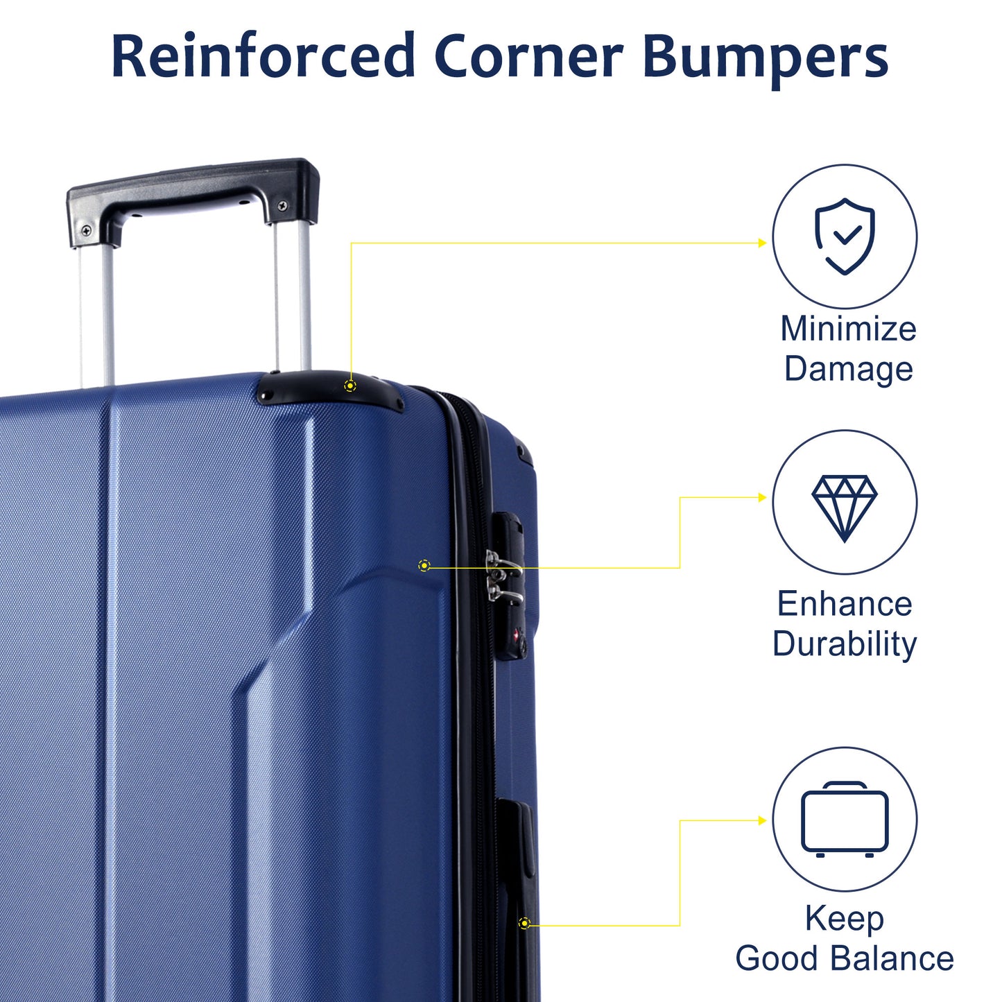 Luggage Sets 2 Piece, Hardshell ABS Lightweight and Expandable(only 28") Suitcases with Double Wheels, Carry-on Luggage, 2-Piece Set (20/28), Blue