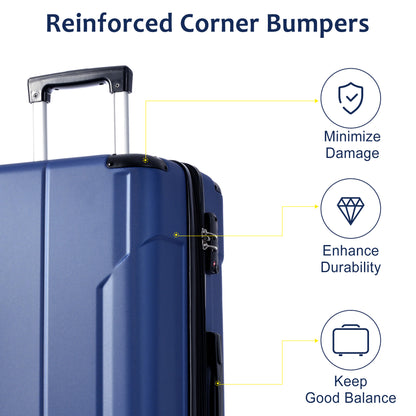 Luggage Sets 2 Piece, Hardshell ABS Lightweight and Expandable(only 28") Suitcases with Double Wheels, Carry-on Luggage, 2-Piece Set (20/28), Blue