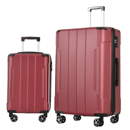 Luggage Sets 2 Piece, Hardshell ABS Lightweight and Expandable(only 28") Suitcases with Double Wheels, Carry-on Luggage, 2-Piece Set (20/28), Red