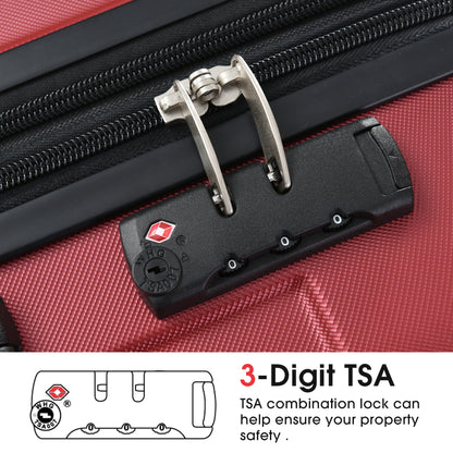 Luggage Sets 2 Piece, Hardshell ABS Lightweight and Expandable(only 28") Suitcases with Double Wheels, Carry-on Luggage, 2-Piece Set (20/28), Red