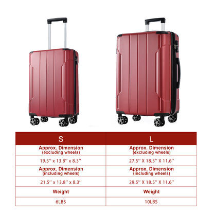 Luggage Sets 2 Piece, Hardshell ABS Lightweight and Expandable(only 28") Suitcases with Double Wheels, Carry-on Luggage, 2-Piece Set (20/28), Red