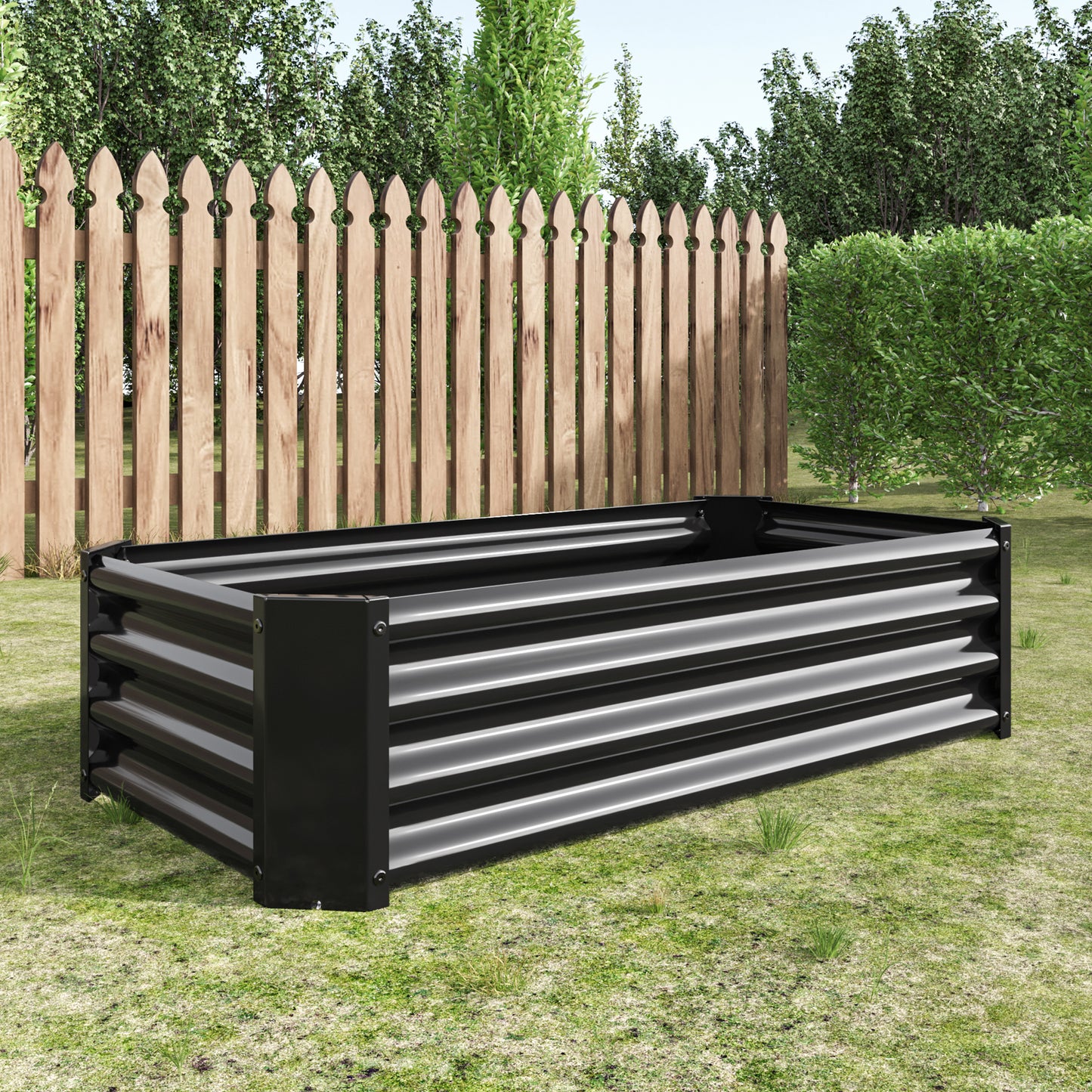 Metal Raised Garden Bed, Rectangle Raised Planter 4×2×1ft for Flowers Plants, Vegetables Herb Black