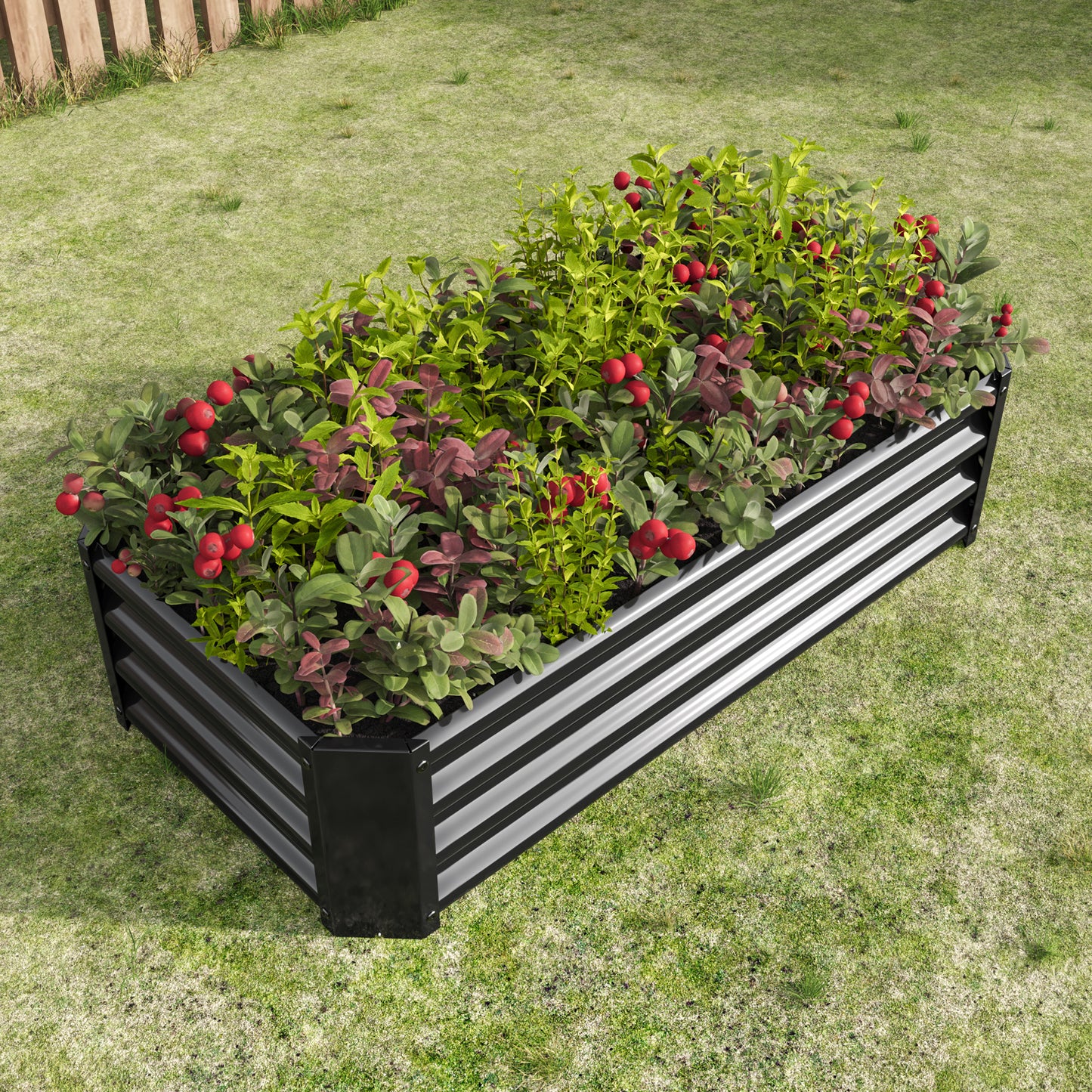 Metal Raised Garden Bed, Rectangle Raised Planter 4×2×1ft for Flowers Plants, Vegetables Herb Black