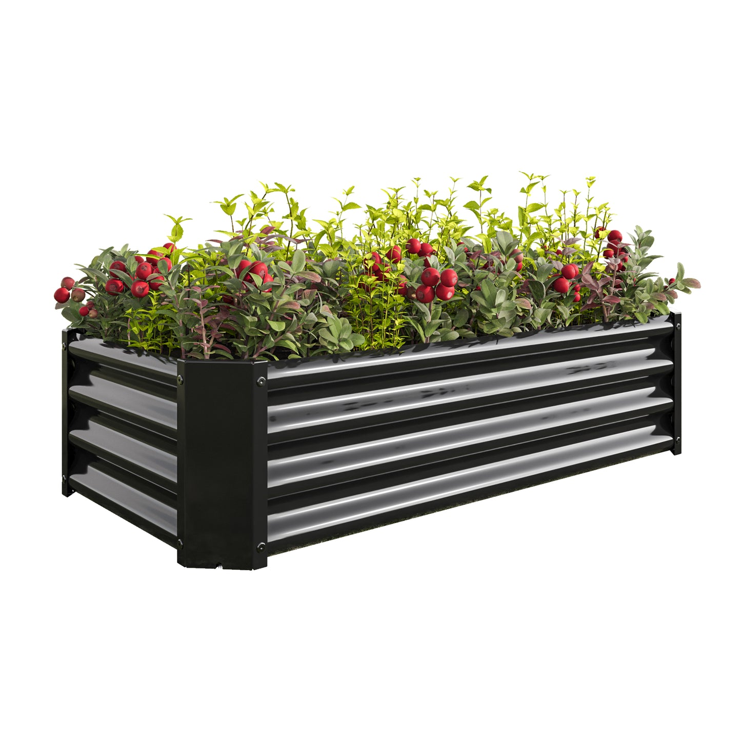 Metal Raised Garden Bed, Rectangle Raised Planter 4×2×1ft for Flowers Plants, Vegetables Herb Black