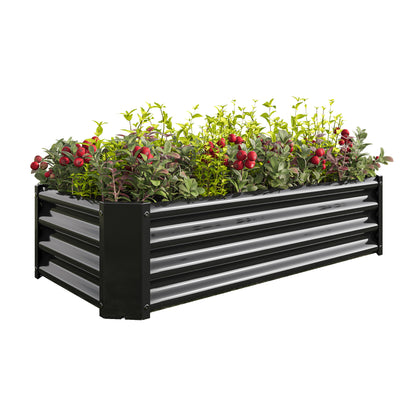 Metal Raised Garden Bed, Rectangle Raised Planter 4×2×1ft for Flowers Plants, Vegetables Herb Black
