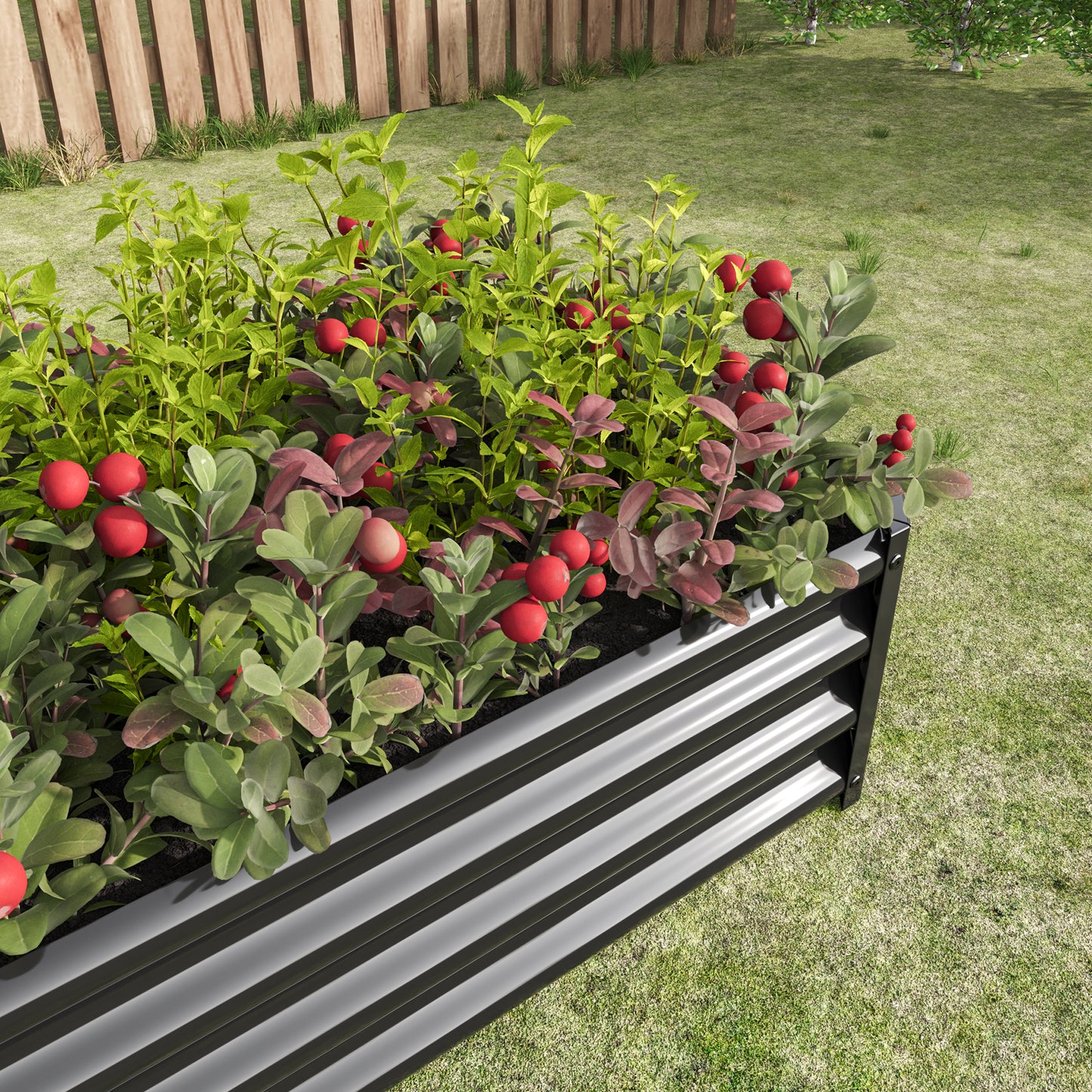 Metal Raised Garden Bed, Rectangle Raised Planter 4×2×1ft for Flowers Plants, Vegetables Herb Black