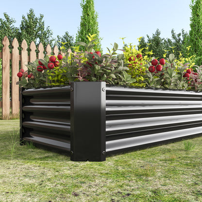 Metal Raised Garden Bed, Rectangle Raised Planter 4×2×1ft for Flowers Plants, Vegetables Herb Black