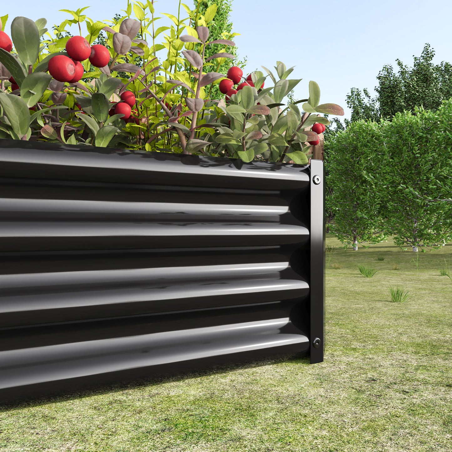Metal Raised Garden Bed, Rectangle Raised Planter 4×2×1ft for Flowers Plants, Vegetables Herb Black