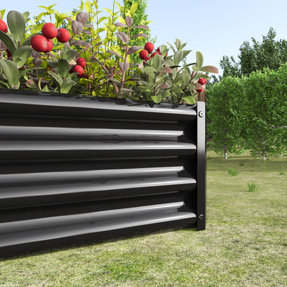 Metal Raised Garden Bed, Rectangle Raised Planter 4×2×1ft for Flowers Plants, Vegetables Herb Black