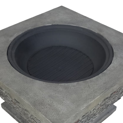32" MgO Light-Weight Concrete Wood Burning Square Fire Pit, Grey