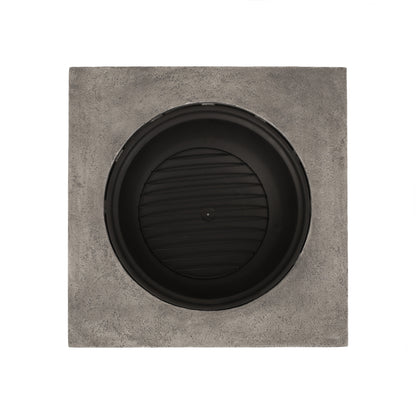 32" MgO Light-Weight Concrete Wood Burning Square Fire Pit, Grey