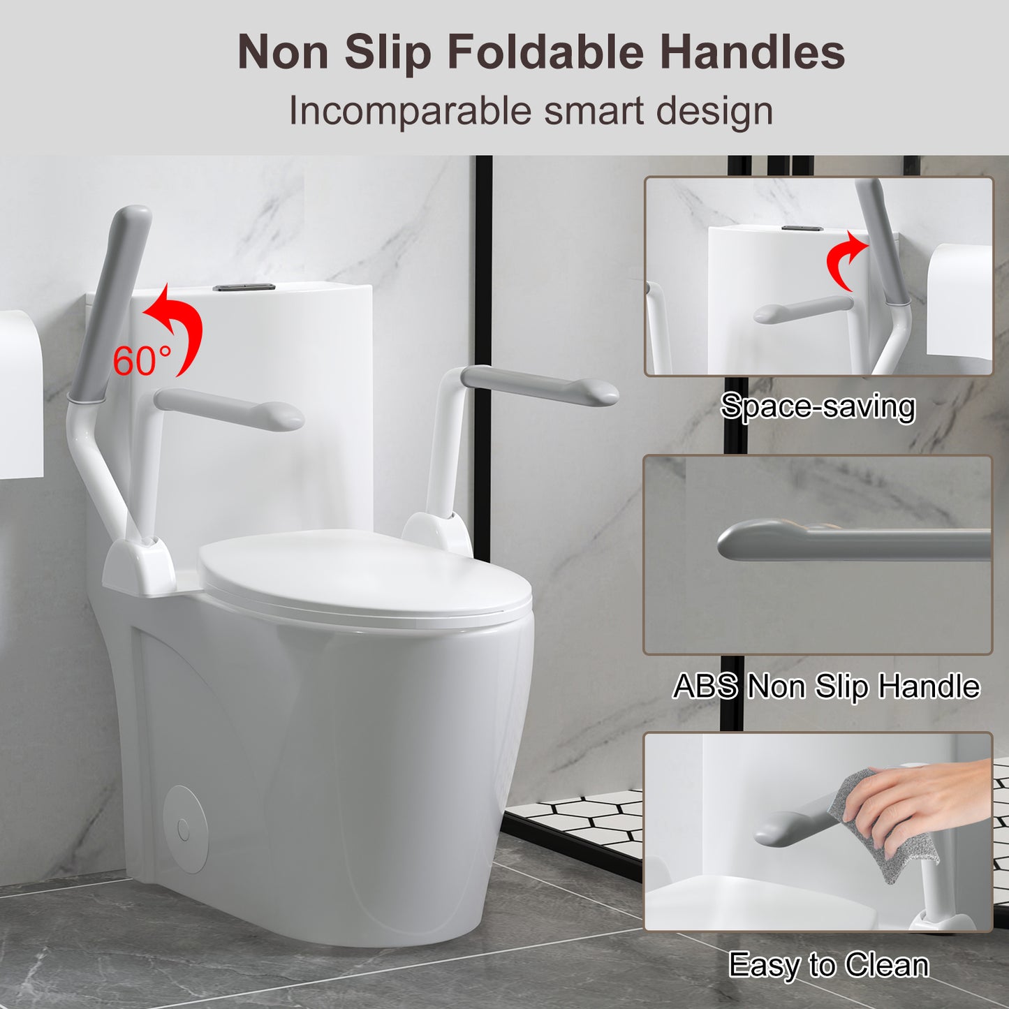 UPGRADED DESIGN Armrest, With 1.1/1.6 GPF Tornado Flush One-Piece Toilet, Siphonic S-trap 12", Soft Close Seat,Dual Flush MAP 1000g,Comfort Chair Seat ADA Height 17",Glossy White GW-007