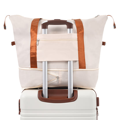 Hardshell Luggage Sets with Bags Lightweight Suitcase Double Spinner Wheels with TSA Lock ,Single Vintage Luggage 28 IN,White