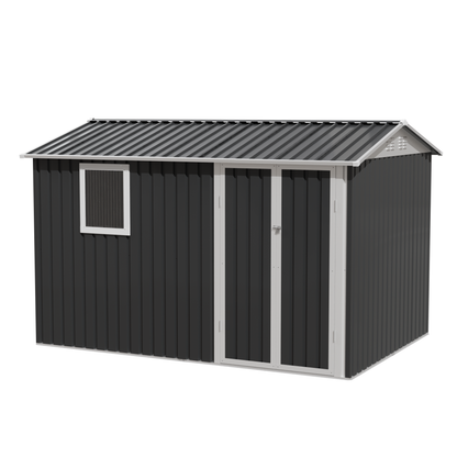 9*6 FT Metal Garden Shed for Patio Backyard Tools House Storage Shed with One Window 9.5 x 6.7FT