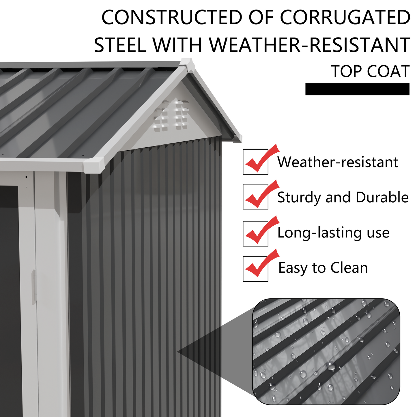 9*6 FT Metal Garden Shed for Patio Backyard Tools House Storage Shed with One Window 9.5 x 6.7FT