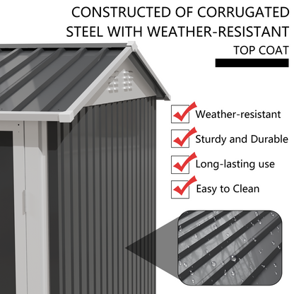 9*6 FT Metal Garden Shed for Patio Backyard Tools House Storage Shed with One Window 9.5 x 6.7FT