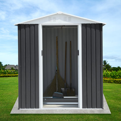 Waterproof Metal Steel Waterproof Outdoor Bike Storage Garden Shed 6FTx9FT Apex Roof Grey With Aluminum Alloy Frame