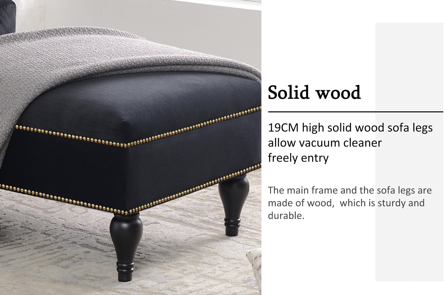 58''Velvet Chaise Lounge,Button Tufted Right Arm Facing Lounge Chair with Nailhead Trim & Solid Wood Legs for Living Room or Office,Sleeper Lounge Sofa