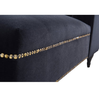 58''Velvet Chaise Lounge,Button Tufted Right Arm Facing Lounge Chair with Nailhead Trim & Solid Wood Legs for Living Room or Office,Sleeper Lounge Sofa