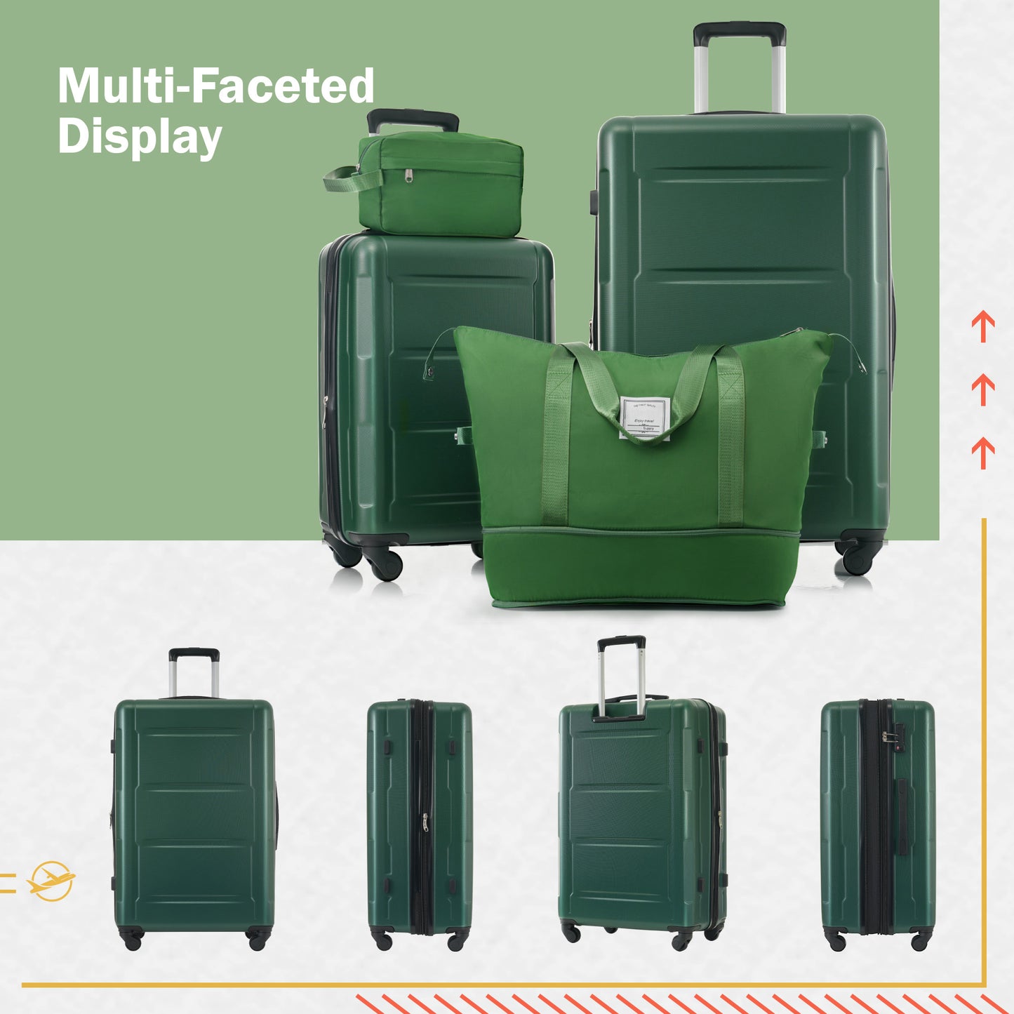 2 Piece Luggage Set with Bags Expanable Spinner Wheels ABS Lightweight Suitcase with TSA Lock 20inch+24inch