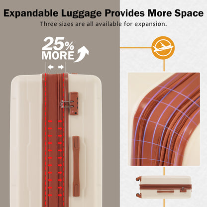 2 Piece Luggage Set with Bags Expanable Spinner Wheels ABS Lightweight Suitcase with TSA Lock 20inch+24inch