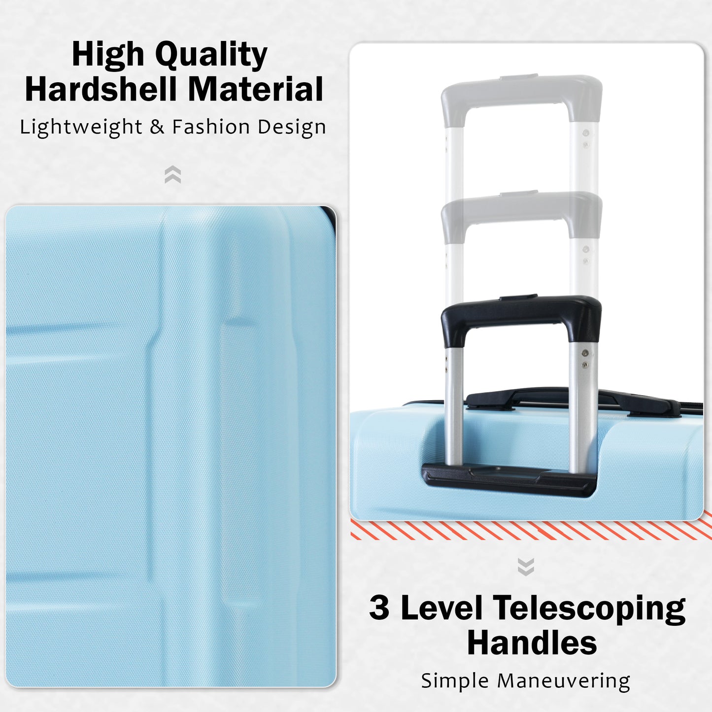 2 Piece Luggage Set with Bags Expanable Spinner Wheels ABS Lightweight Suitcase with TSA Lock 20inch+24inch