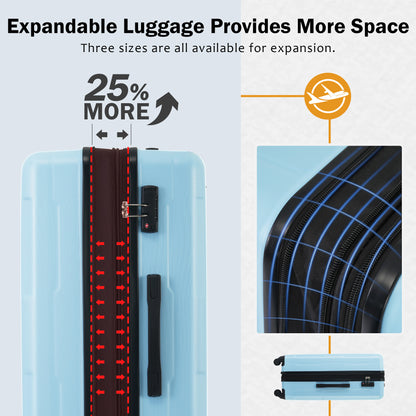 2 Piece Luggage Set with Bags Expanable Spinner Wheels ABS Lightweight Suitcase with TSA Lock 20inch+24inch