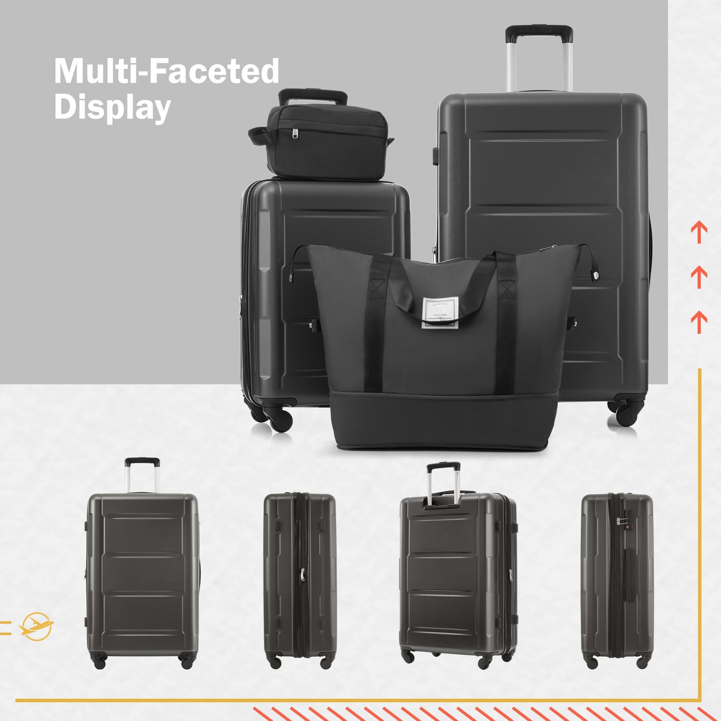 2 Piece Luggage Set with Bags Expanable Spinner Wheels ABS Lightweight Suitcase with TSA Lock 20inch+28inch