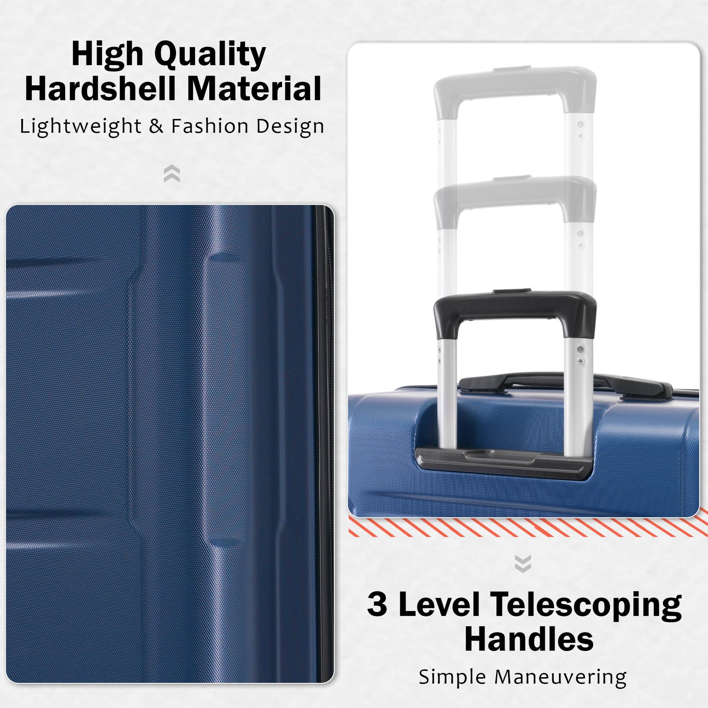 2 Piece Luggage Set with Bags Expanable Spinner Wheels ABS Lightweight Suitcase with TSA Lock 20inch+28inch