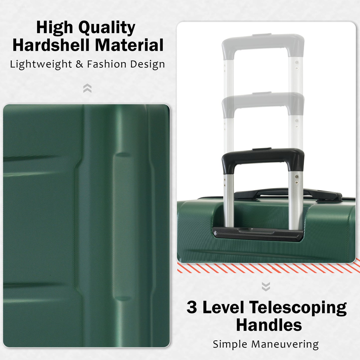 2 Piece Luggage Set with Bags Expanable Spinner Wheels ABS Lightweight Suitcase with TSA Lock 20inch+28inch