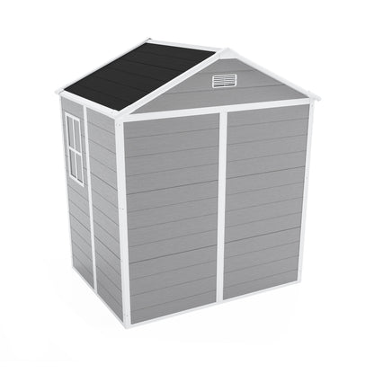 6*5ft resin storage shed,Plastic Garden Tool Outside Sheds,high quality pp material,strong structure,waterproof,rust and UV proof,large storage space,12mm thick pp board,HD window lighting