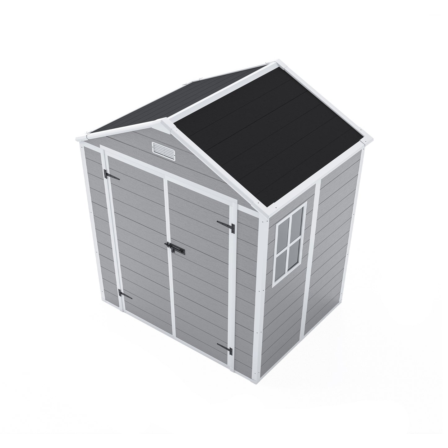 6*5ft resin storage shed,Plastic Garden Tool Outside Sheds,high quality pp material,strong structure,waterproof,rust and UV proof,large storage space,12mm thick pp board,HD window lighting