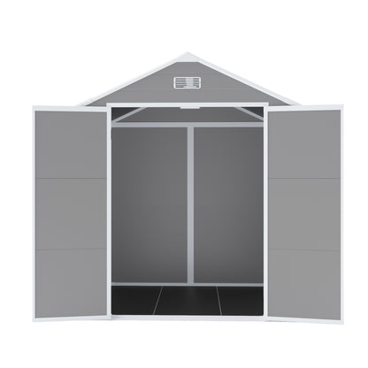 6*5ft resin storage shed,Plastic Garden Tool Outside Sheds,high quality pp material,strong structure,waterproof,rust and UV proof,large storage space,12mm thick pp board,HD window lighting