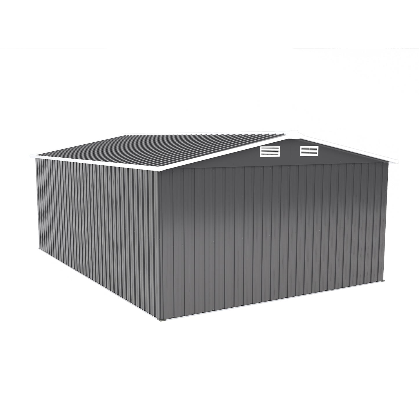 Campcraft Outdoor Storage Shed 10×14 FT with 3 Lockable Doors,4 Air Vents & Sloped Roof,Utility Tool Shed Metal Storage Garden Sheds Frame and 4 Vents,for Backyard,Patio,Lawn,dark Grey