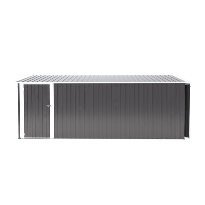 Campcraft Outdoor Storage Shed 10×14 FT with 3 Lockable Doors,4 Air Vents & Sloped Roof,Utility Tool Shed Metal Storage Garden Sheds Frame and 4 Vents,for Backyard,Patio,Lawn,dark Grey