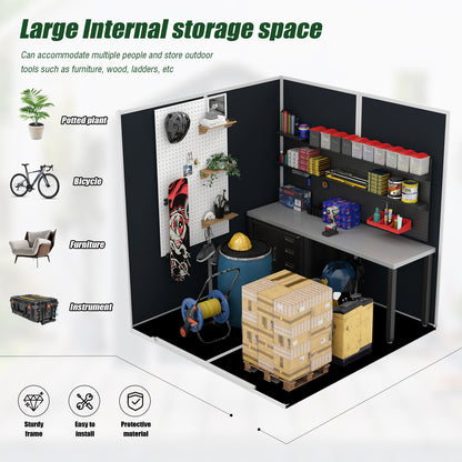 6*6ft resin storage shed, high quality pp material with Lockable Door,strong structure, waterproof, rust and UV proof, large storage space, 12mm thick pp board, HD window lighting Dark gray