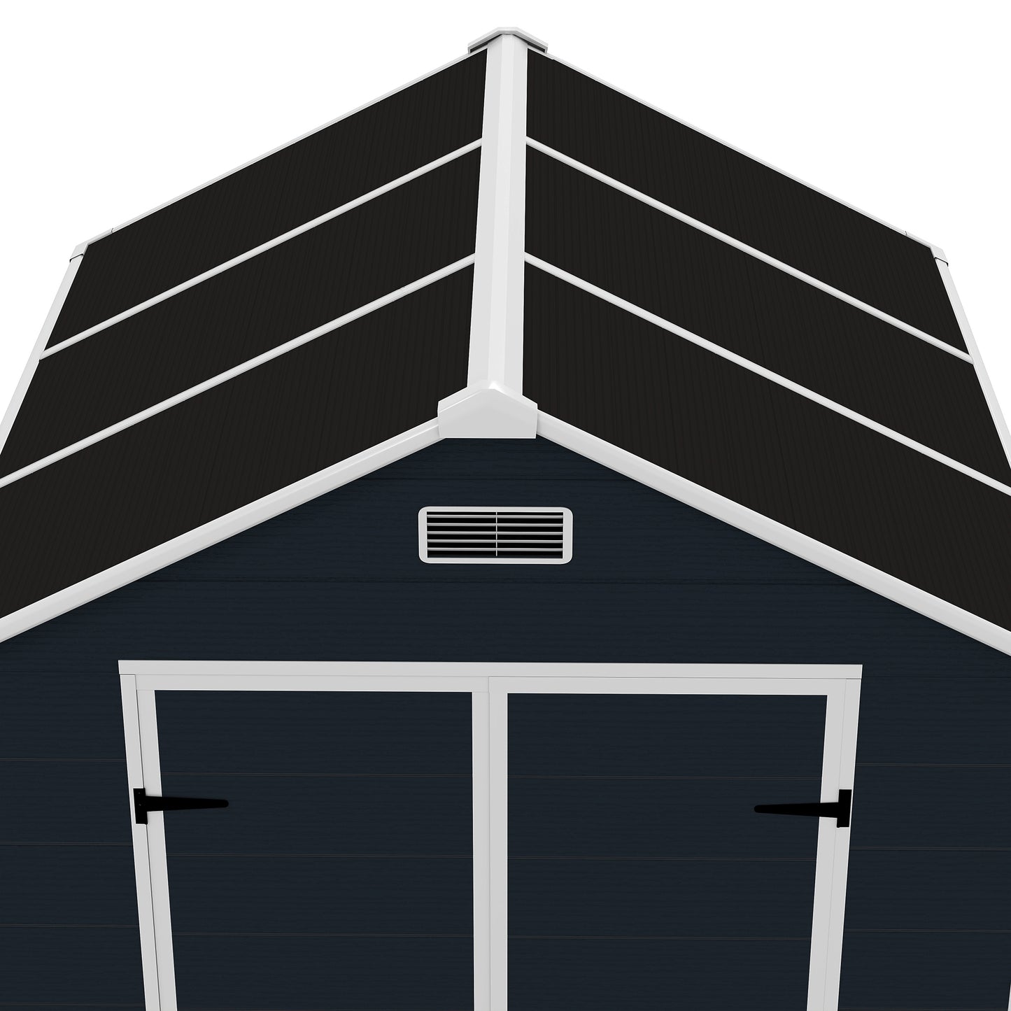 6*6ft resin storage shed, high quality pp material with Lockable Door,strong structure, waterproof, rust and UV proof, large storage space, 12mm thick pp board, HD window lighting Dark gray