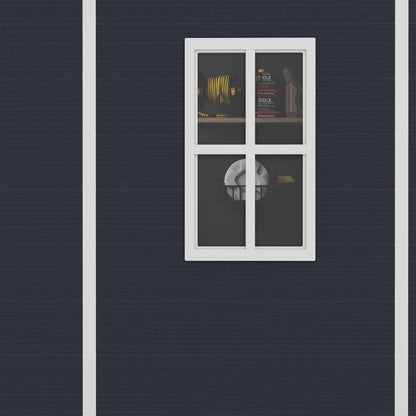 4*8ft resin storage shed, high quality pp material,strong structure,Outside Sheds, waterproof, rust and UV proof, large storage space, 12mm thick pp board, HD window lighting Dark gray