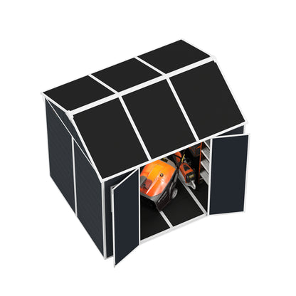 8*7ft Outdoor Storage Shed, Outdoor Resin Shed with Two-Window and Double-Door, Plastic Shed with Floor for Garden, Patio, Yard, Lawn (Dark Gray)