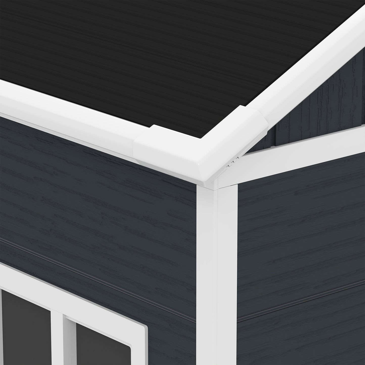 8*7ft Outdoor Storage Shed, Outdoor Resin Shed with Two-Window and Double-Door, Plastic Shed with Floor for Garden, Patio, Yard, Lawn (Dark Gray)