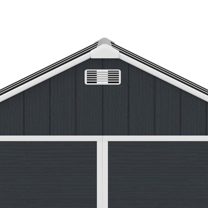 8*7ft Outdoor Storage Shed, Outdoor Resin Shed with Two-Window and Double-Door, Plastic Shed with Floor for Garden, Patio, Yard, Lawn (Dark Gray)