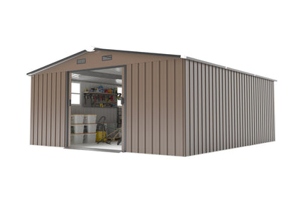 10*12ft 0.25mm color steel plate, surface protective film, Two daylight Windows, A practical and thoughtful gift,two colors can be freely selected storage sheds