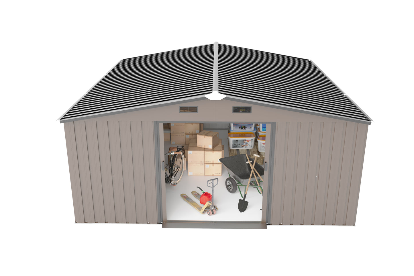 10*12ft 0.25mm color steel plate, surface protective film, Two daylight Windows, A practical and thoughtful gift,two colors can be freely selected storage sheds