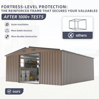 10*12ft 0.25mm color steel plate, surface protective film, Two daylight Windows, A practical and thoughtful gift,two colors can be freely selected storage sheds