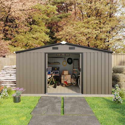 10*12ft 0.25mm color steel plate, surface protective film, Two daylight Windows, A practical and thoughtful gift,two colors can be freely selected storage sheds