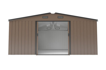 10*12ft 0.25mm color steel plate, surface protective film, Two daylight Windows, A practical and thoughtful gift,two colors can be freely selected storage sheds